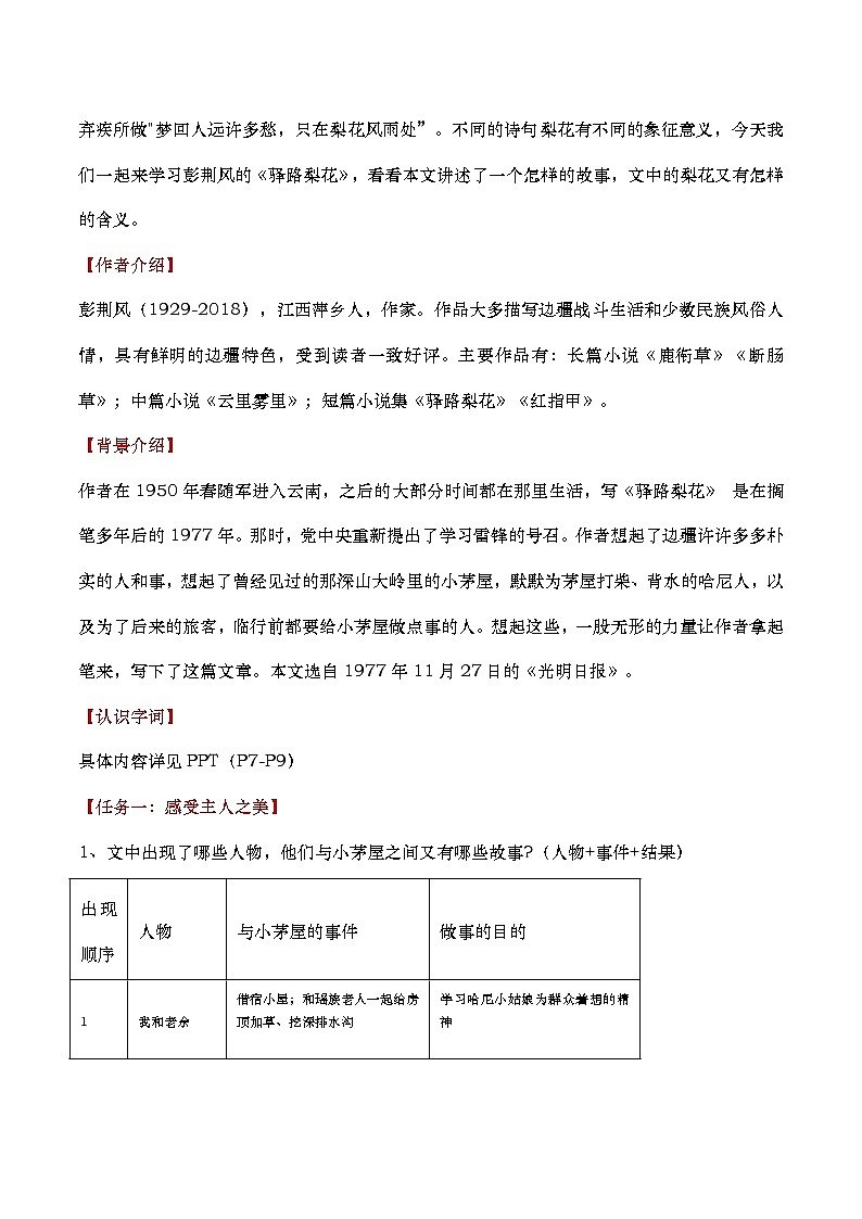部编版2025春七年级下册语文15.驿路梨花 教案第2页