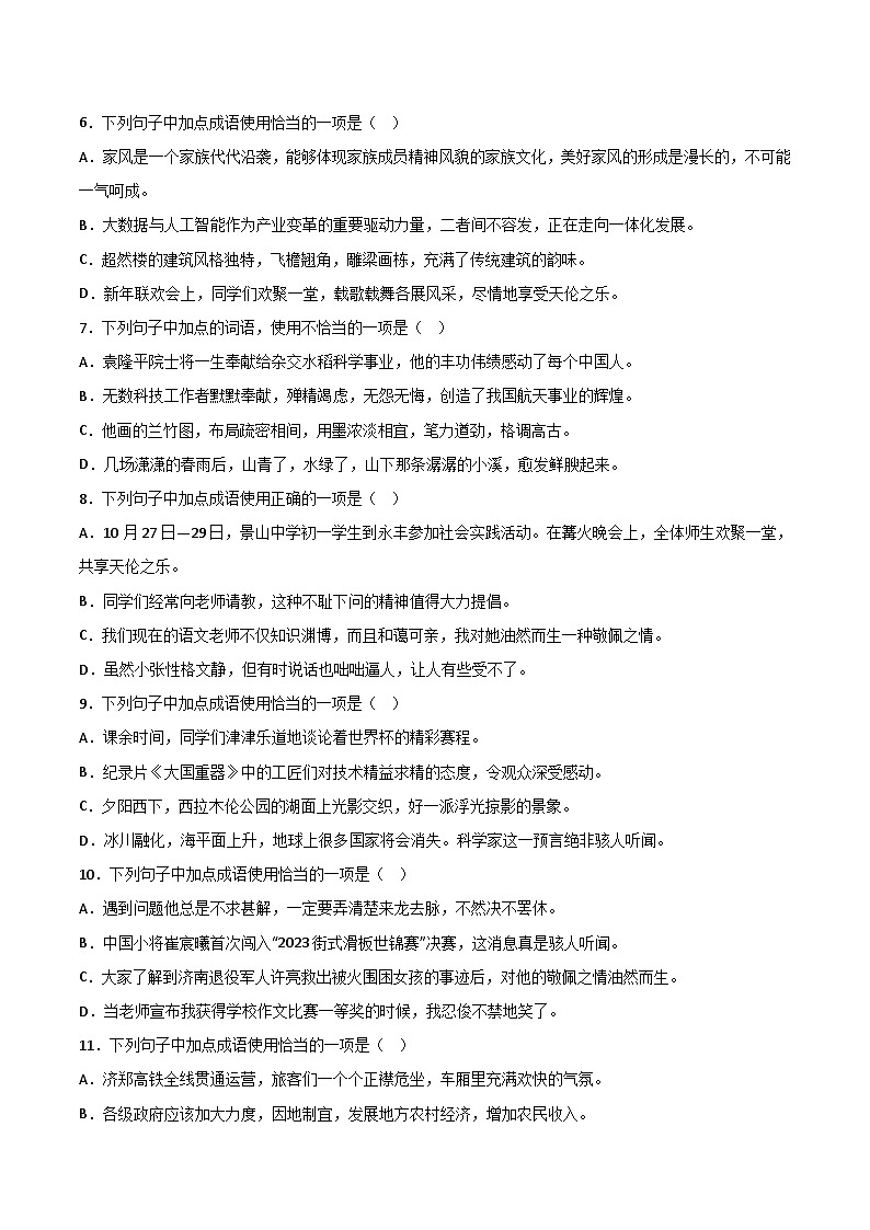 2024中考模拟冲刺小卷(全国通用)冲刺小卷02 词语(原卷版)第2页