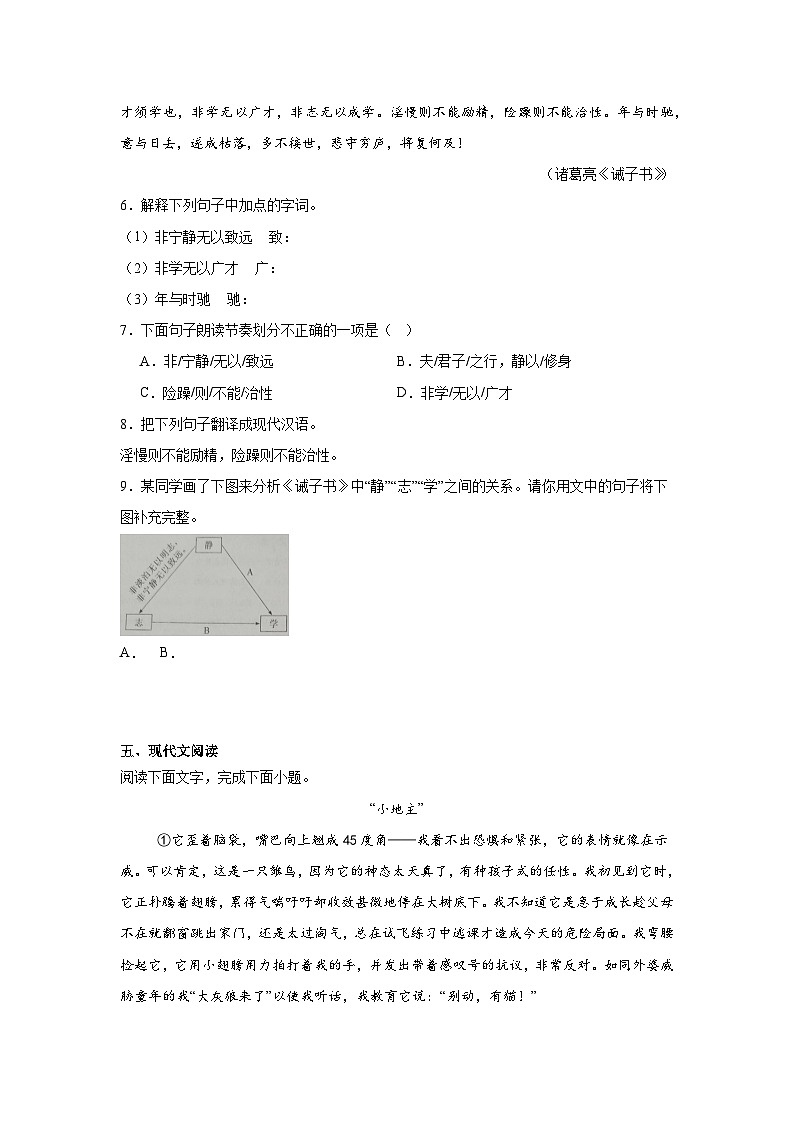河北省唐山市古冶区2024-2025学年七年级上学期期末语文试题第3页