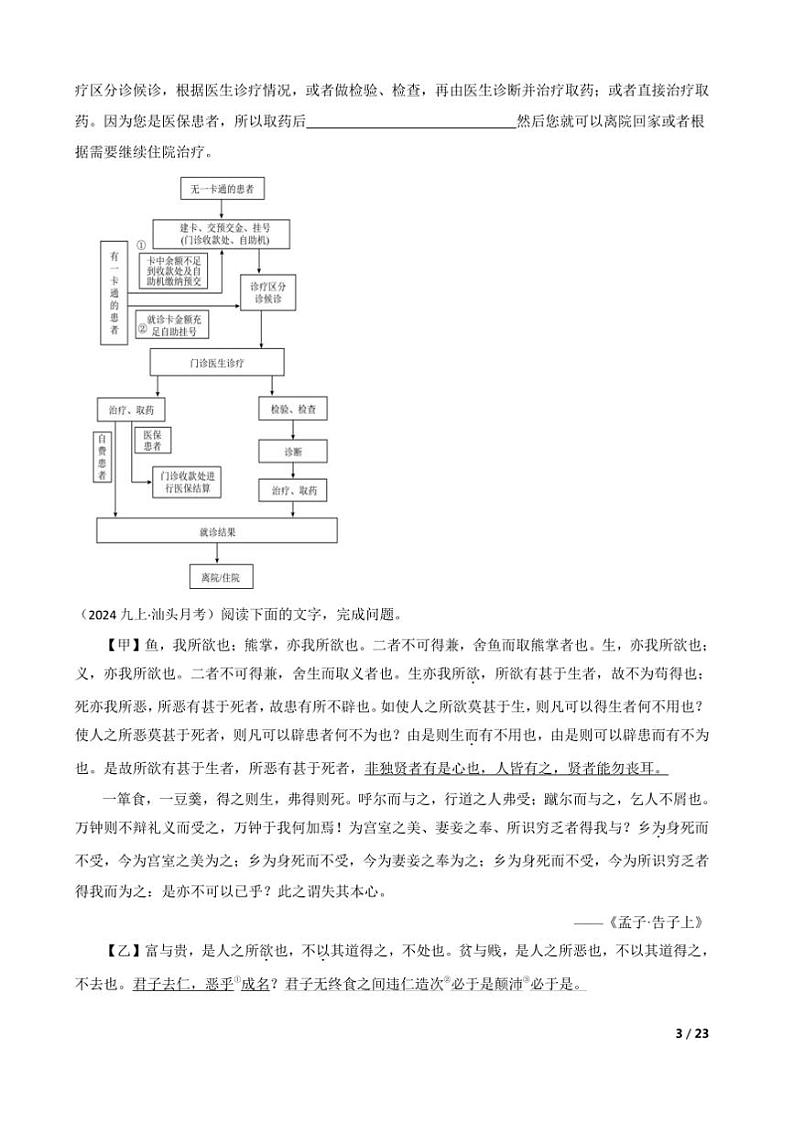 2024~2025学年广东省汕头市潮阳区九年级上语文试卷(三)月考卷第3页