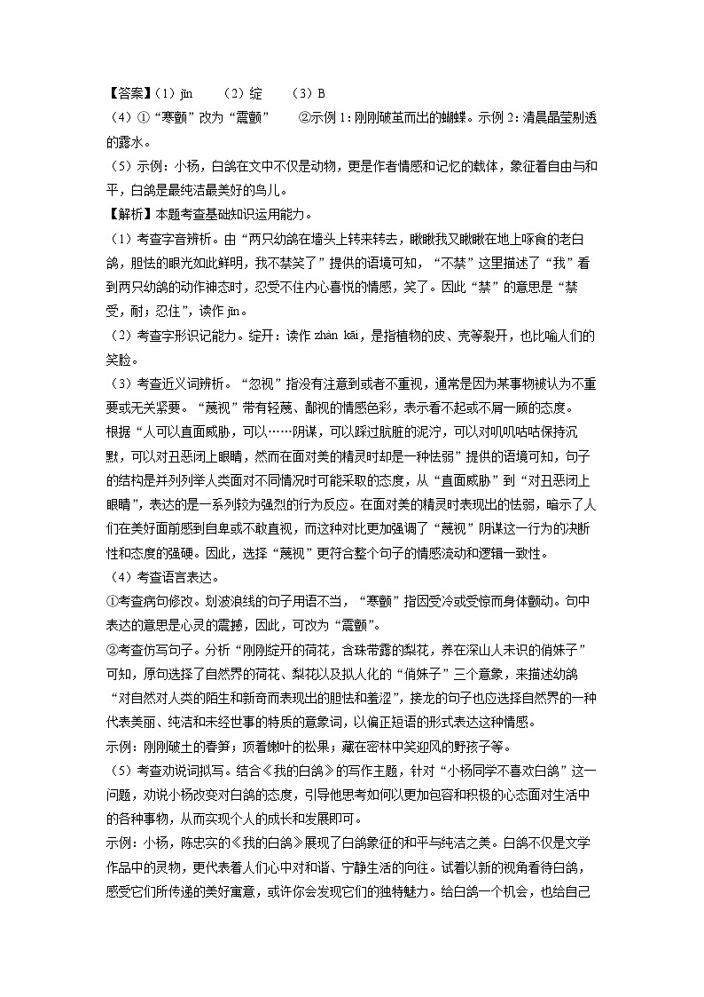 2024-2025学年海南省儋州市七年级上学期期末考试语文试卷(解析版)第3页