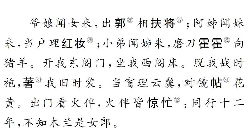初中语文新人教部编版七年级下册古诗文二《木兰诗》 作业课件(2025春)第5页