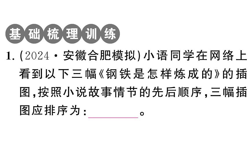 初中語文新人教部編版七年級(jí)下冊(cè)《鋼鐵是怎樣煉成的》閱讀計(jì)劃二:第二部 作業(yè)課件(2025春)第2頁