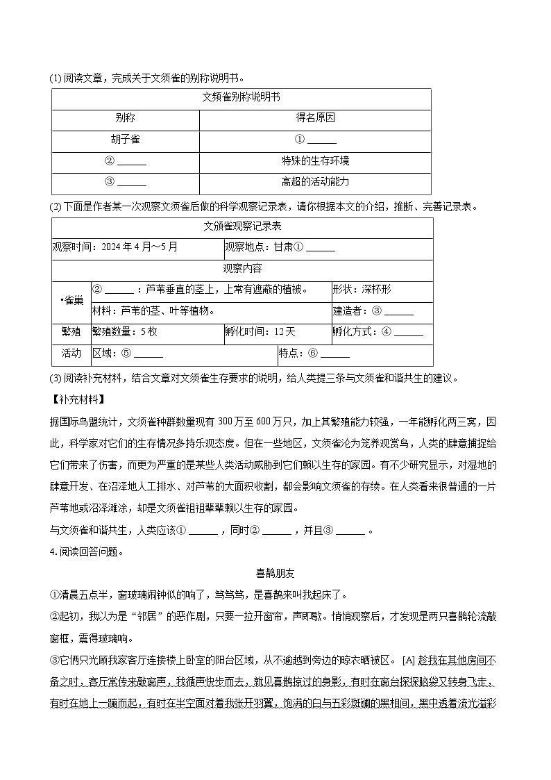 2024-2025学年上海市延安中学七年级(上)期末语文试卷(含详细答案解析)第3页