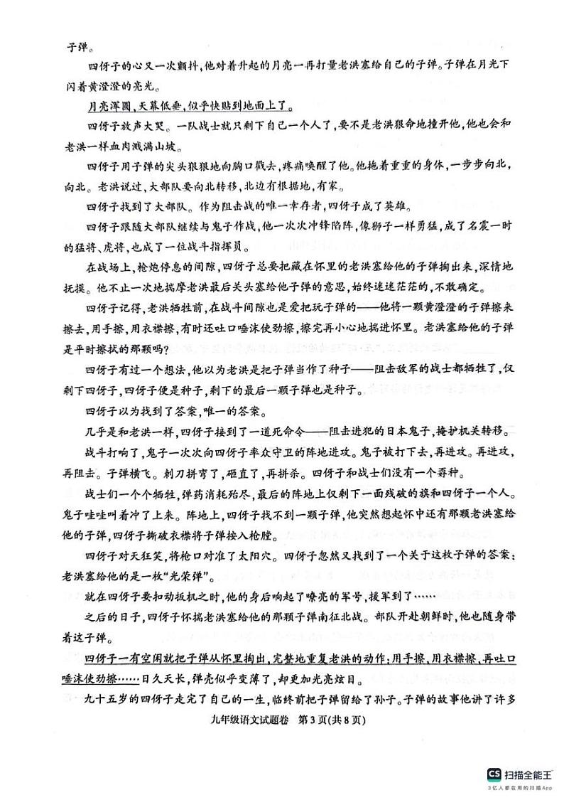 浙江省杭州市临平区2024-2025学年九年级上学期期末考试语文试题第3页