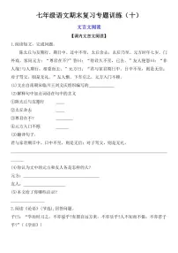 七年级上学期语文期末复习专题训练(十)
