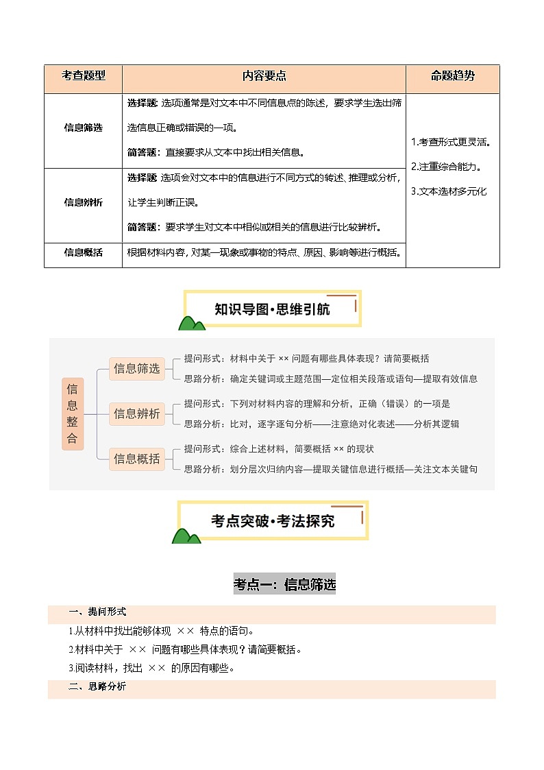2025年中考语文一轮复习现代文阅读第19讲 信息的筛选、辨析、概括(讲义)(解析版)第2页