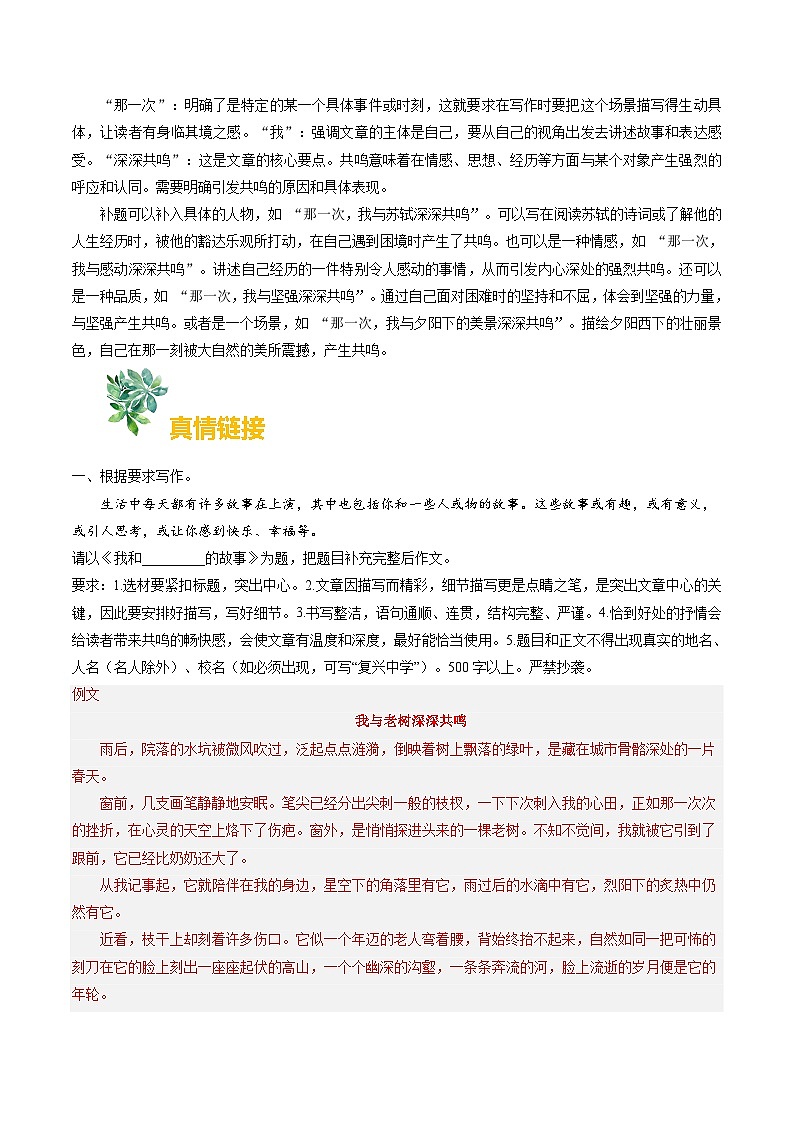 主题04 深深共鸣-备战2025年中考语文作文每日范文必背(2月刊)讲练第3页