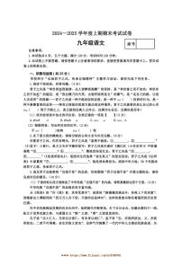 2024~2025学年河南省周口市沈丘县九年级上期末考试语文试卷(含答案)