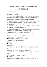 四川省乐山市沐川县2024-2025学年九年级(上)期末考试语文试卷（解析版）