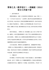 人教部编版(2024)七年级下册(2024)青春之光教学设计