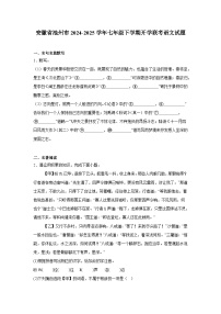 安徽省池州市2024-2025学年七年级下学期开学联考 语文试题（含解析）