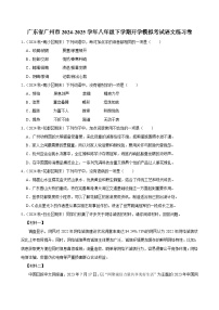 广东省广州市2024-2025学年八年级下学期开学适应性模拟考试 语文练习卷（含解析）