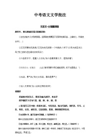 中考语文文学批注——文言文主观翻译题（含答案）学案