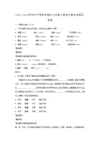2023-2024学年辽宁丹东凤城市七年级上册语文期末试卷及答案