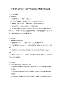 广东省中山市2024-2025学年九年级上学期期末语文试题
