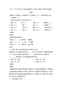 2023-2024学年辽宁锦州凌海市七年级上册语文期中试卷及答案