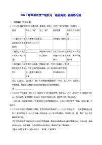 2025年中考语文二轮复习：名著阅读 新题练习题（含答案解析）