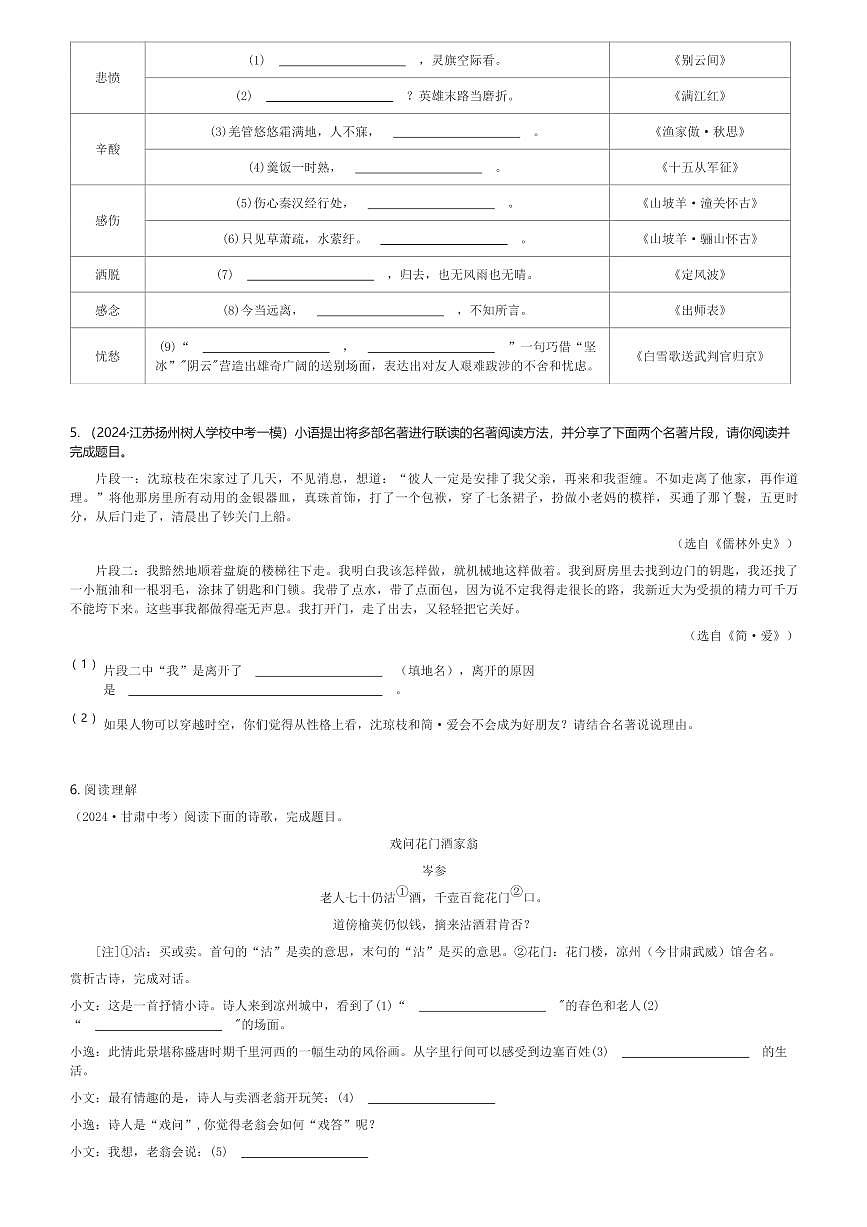 2024~2025学年九年级(下)语文人教版期末测试卷(含解析)第2页