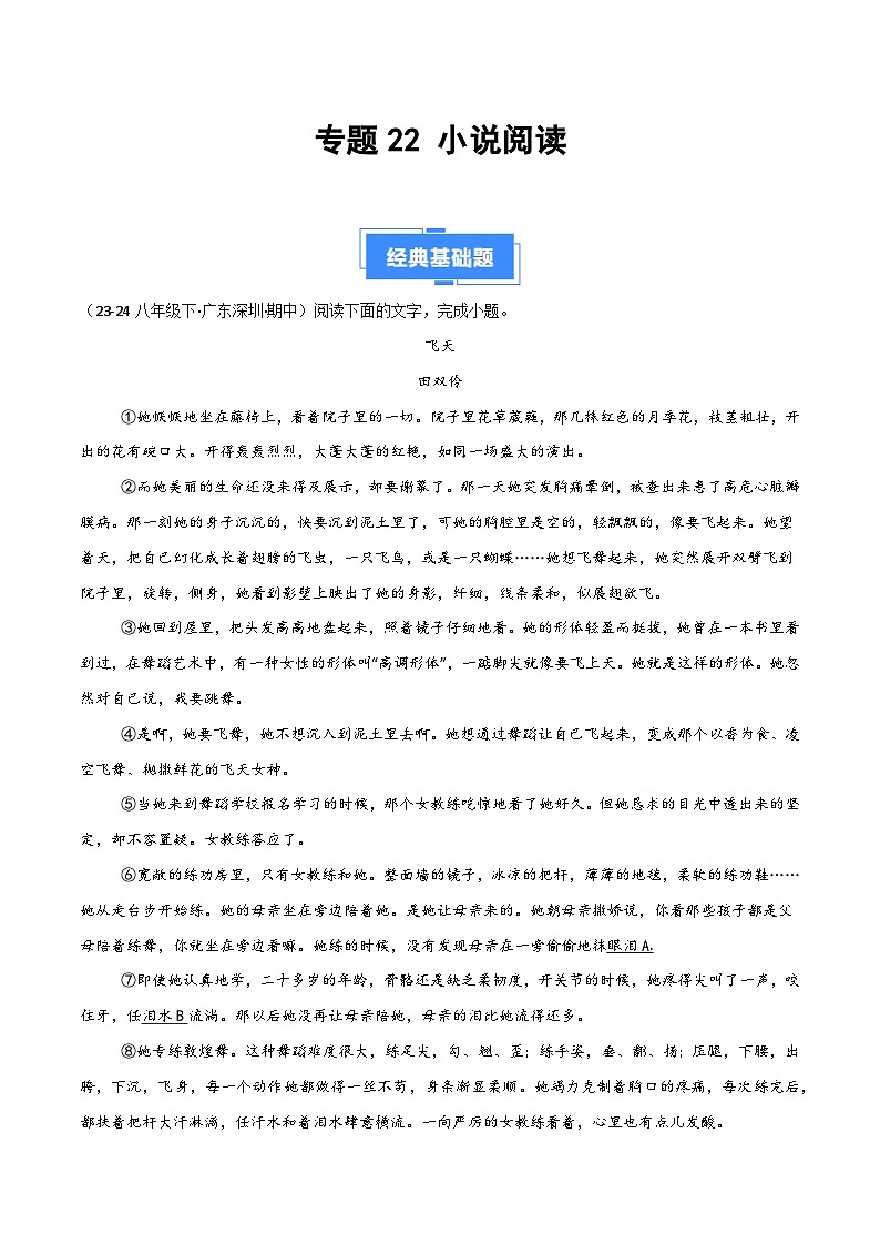 专题22 小说阅读20篇(原卷版)第1页