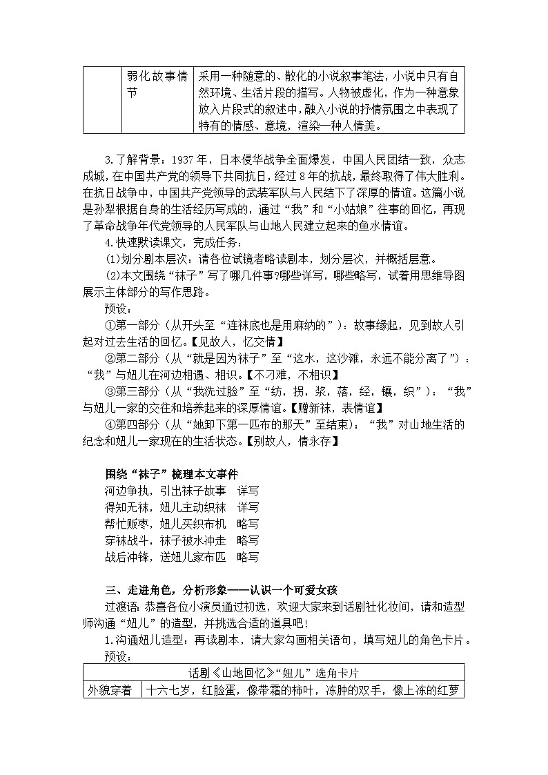 部编版(2024)2024-2025年第二学期 语文 七年级下册 11 山地回忆 教案第2页