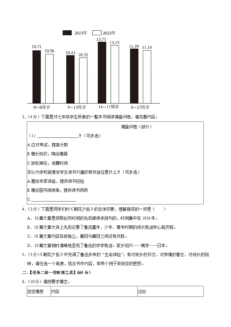 重庆市万州区2024-2025学年七年级上学期期末考试语文试卷第2页