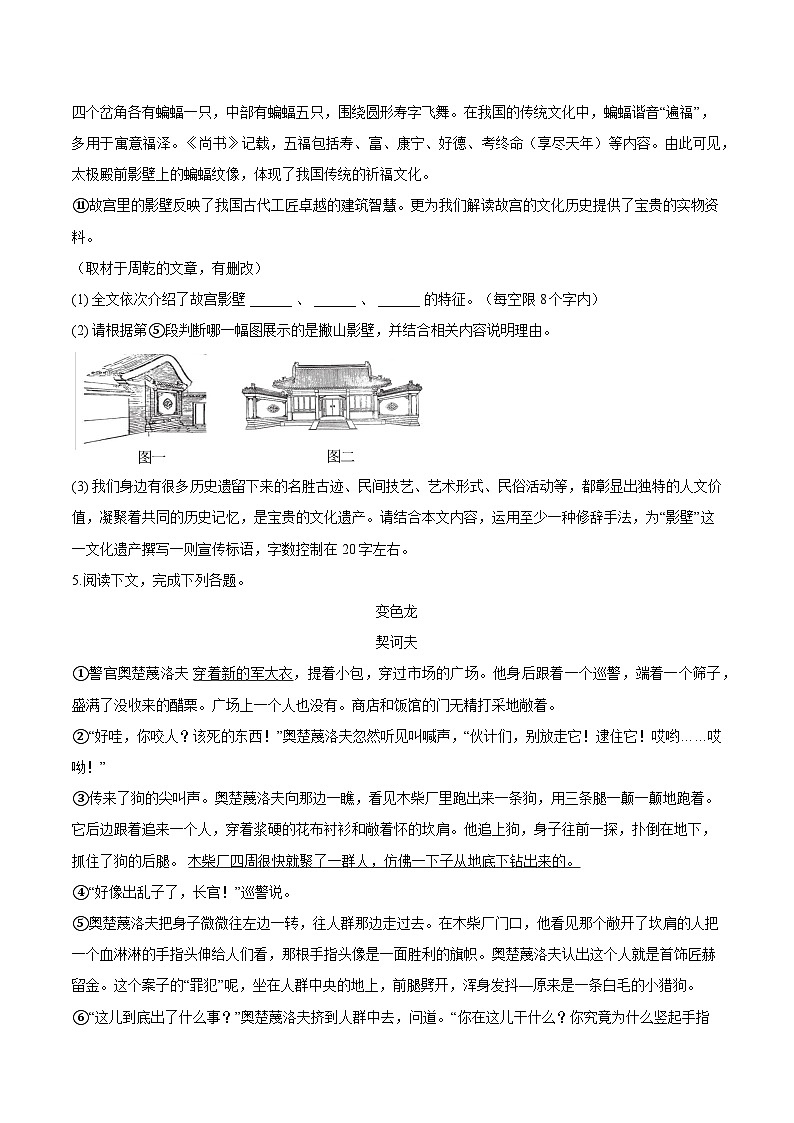 上海市西延安中学2025年九年级(下) 语文试卷(3月份)第3页