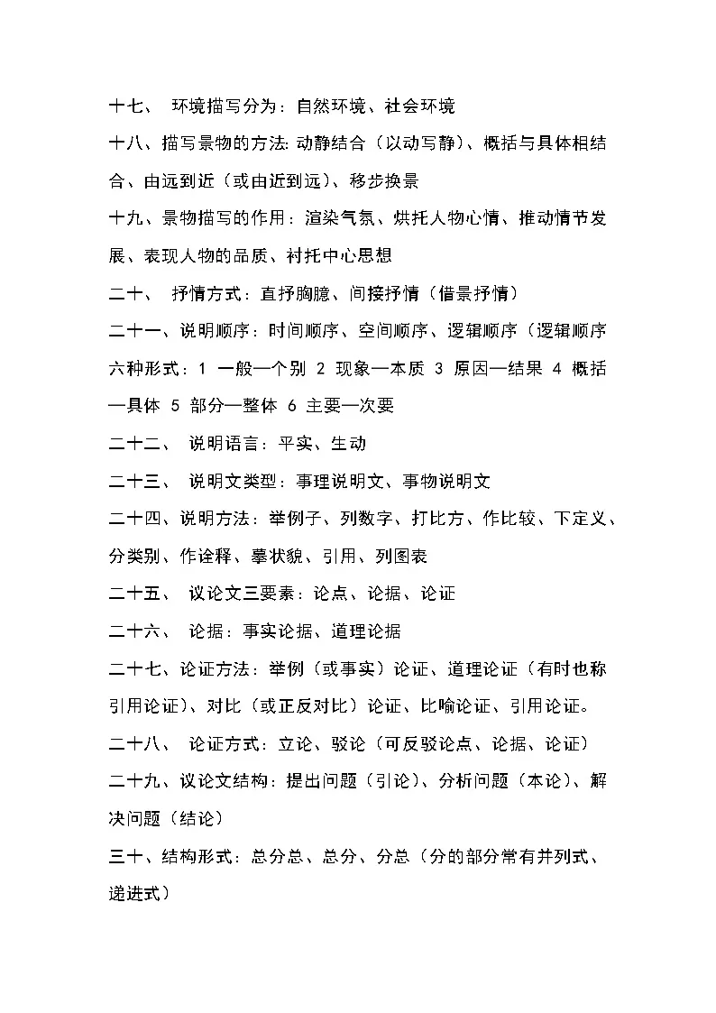 初中语文考试常考知识点总结第2页