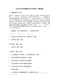 2025年江苏省泰州市中考一模语文试卷及答案