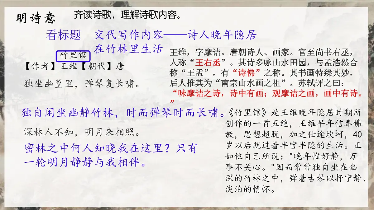 统编版(部编版)(2024) 七年级下册(2024) 第三单元 课外古诗词诵读《竹里馆》 课件第2页