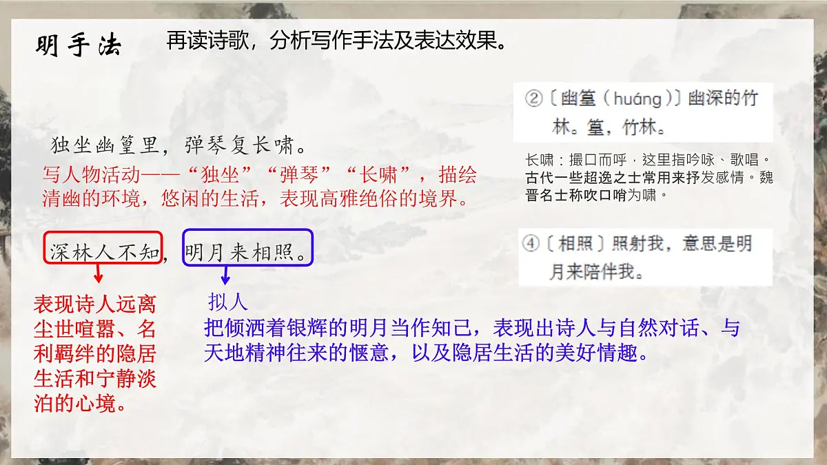 统编版(部编版)(2024) 七年级下册(2024) 第三单元 课外古诗词诵读《竹里馆》 课件第3页