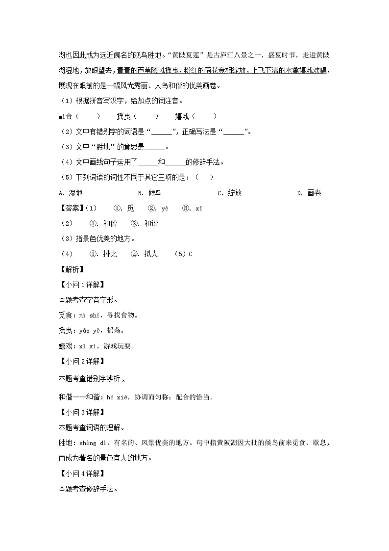 2023-2024学年安徽合肥庐江县七年级上册语文期中试卷及答案第2页