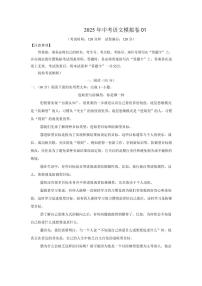 湖北省武汉2025 年中考语文模拟考试卷01（含答案）