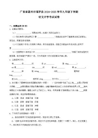 广东省惠州市博罗县2024-2025学年九年级下学期语文开学考试试卷