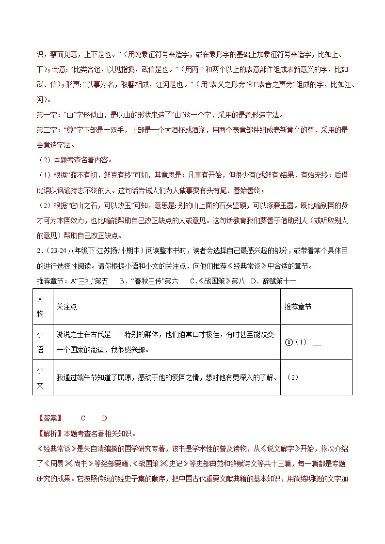 专题03 名著导读《经典常谈》(考题猜想)(原卷版)第2页