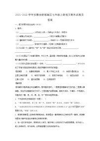 2021-2022学年安徽合肥瑶海区七年级上册语文期末试卷及答案