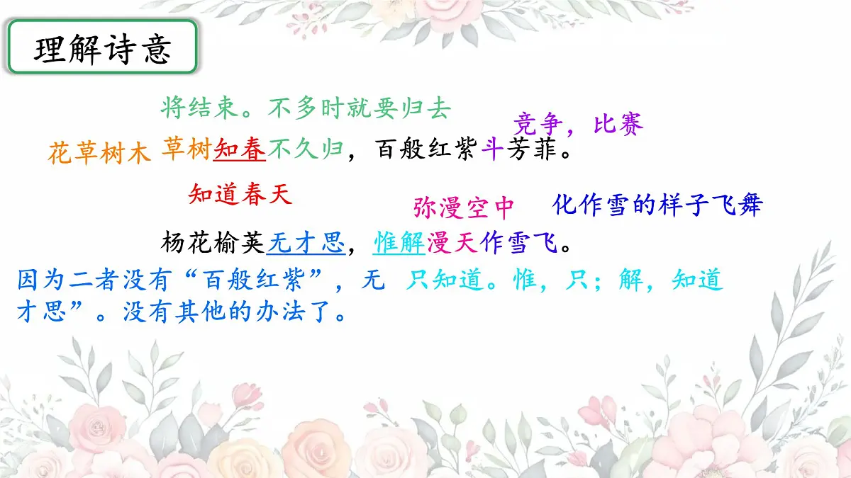 初中语文人教部编版(2024)七年级下册(2024) 第三单元 课外古诗词诵读晚春 课件第5页