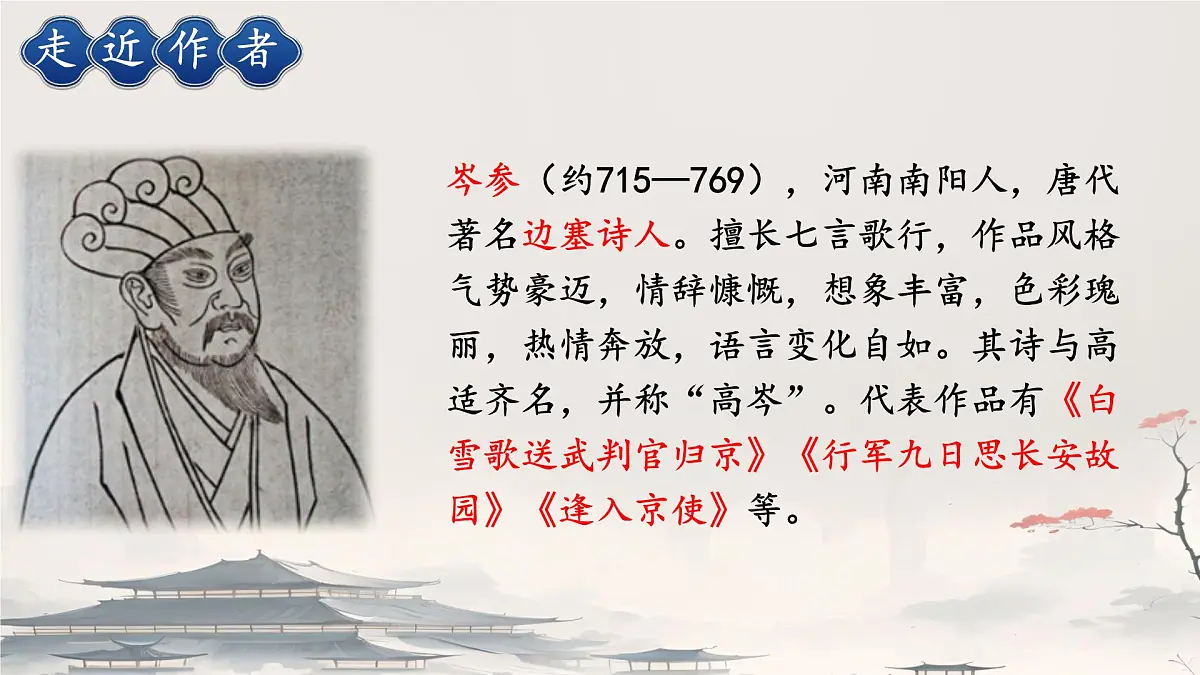 初中语文人教部编版(2024)七年级下册(2024) 第三单元 课外古诗词诵读逢入京使 课件第2页