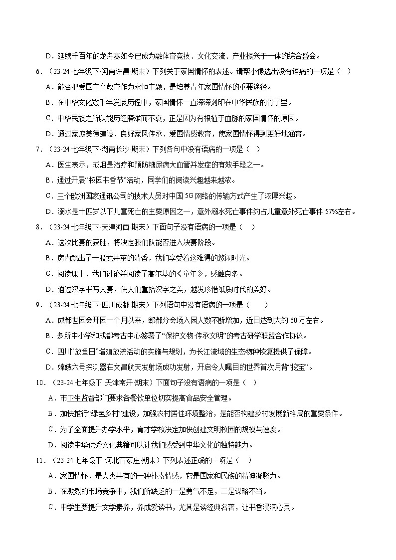 专题04 病句辨析与修改(原卷版)第2页