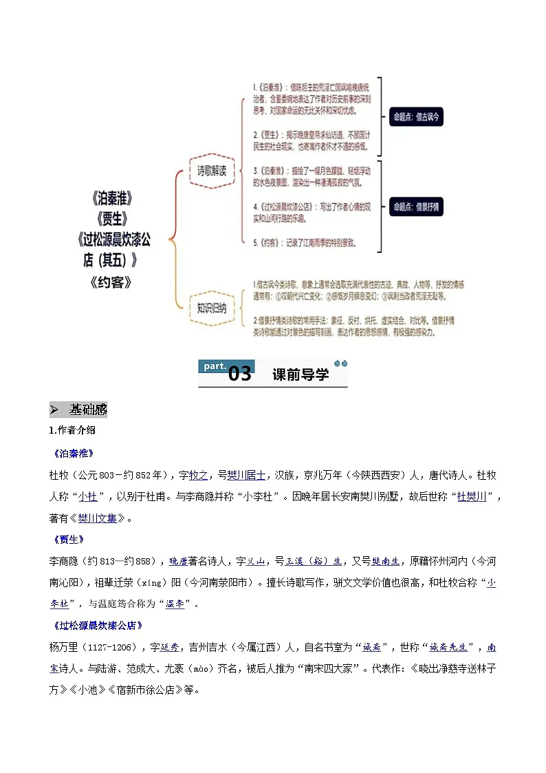 第六单元 课外古诗诵读 - 知识点梳理+练习(含答案解析)第2页