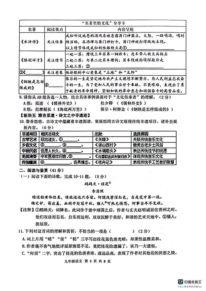 2025年山东省临沂市兰陵县中考一模语文试卷(图片版,含答案)第3页
