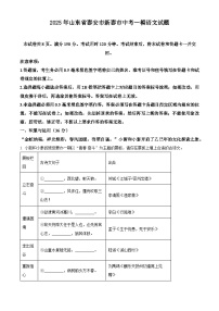 2025年山东省泰安市新泰市中考一模语文试题（原卷版）