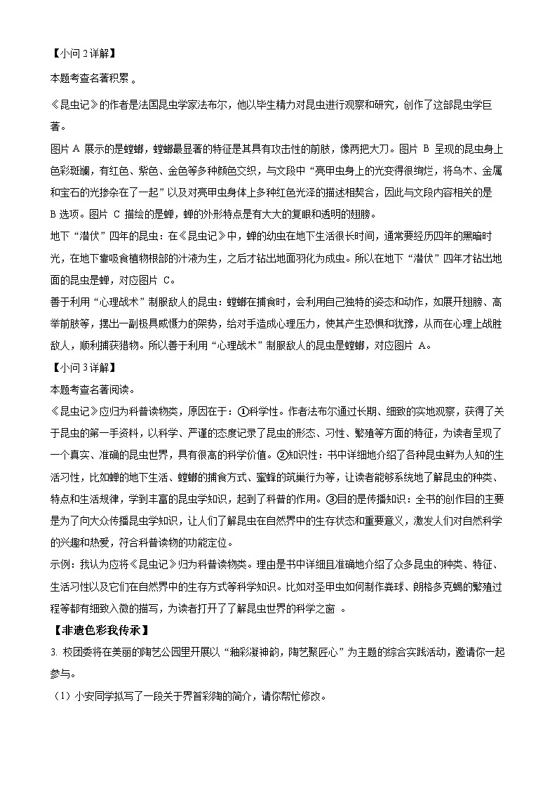 安徽省界首市2024-2025学年八年级上学期期末语文试题(解析版)第3页