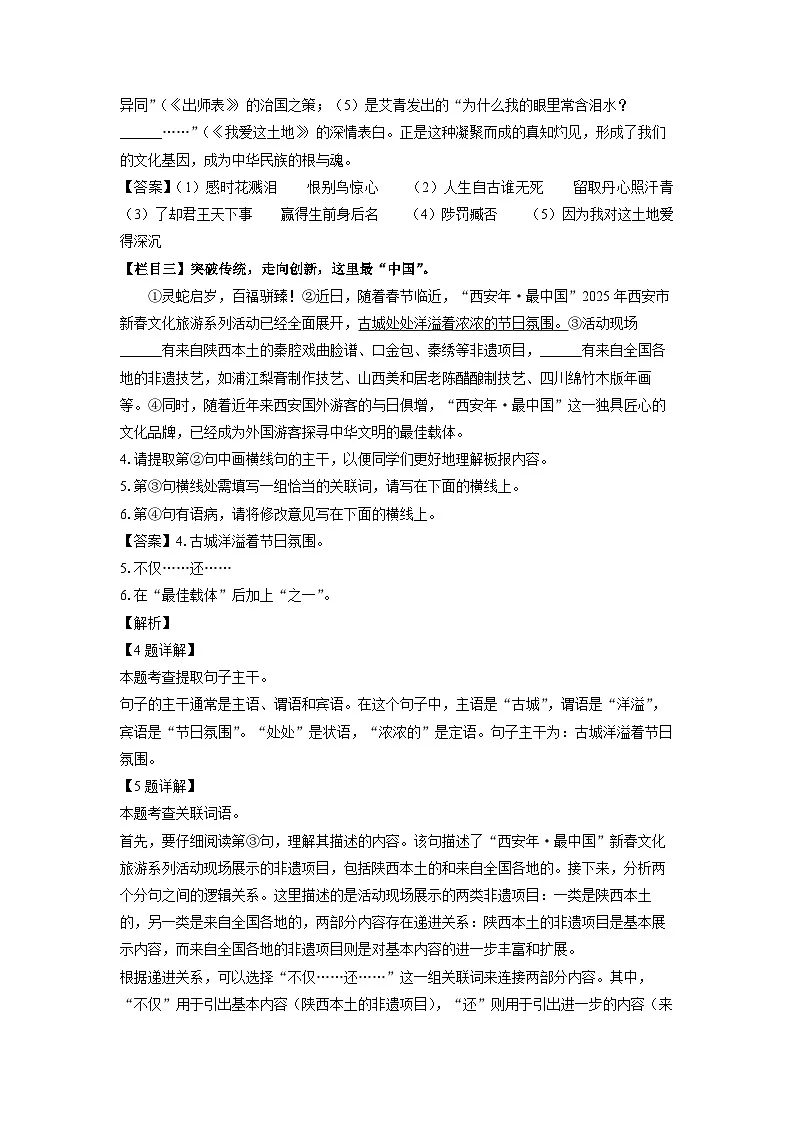 陕西省咸阳市永寿县部分学校2025年中考一模考试语文试题(解析版)第2页