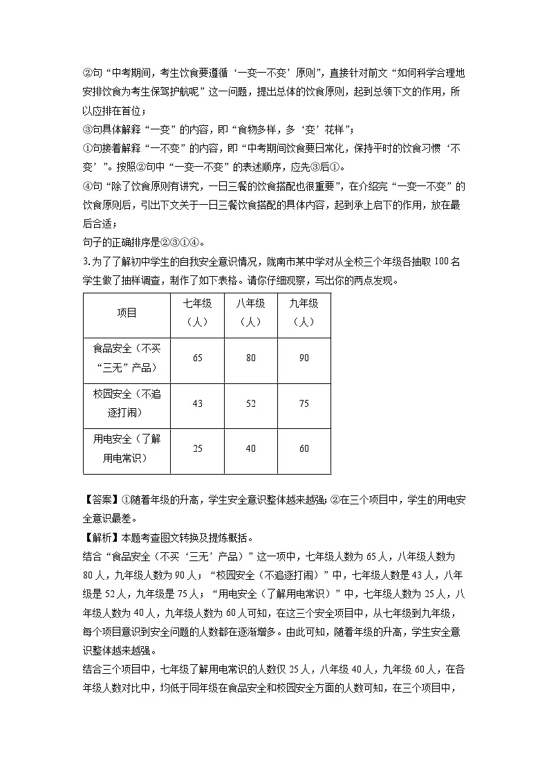 甘肃省陇南市礼县2025年中考一模考试语文试题(解析版)第3页
