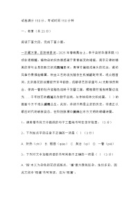 2025年新疆乌鲁木齐市新市区中考一模语文试题（含答案）