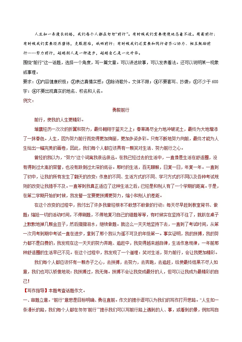 第06讲 拟题补题(青春励志类)(试题)(解析版)第3页