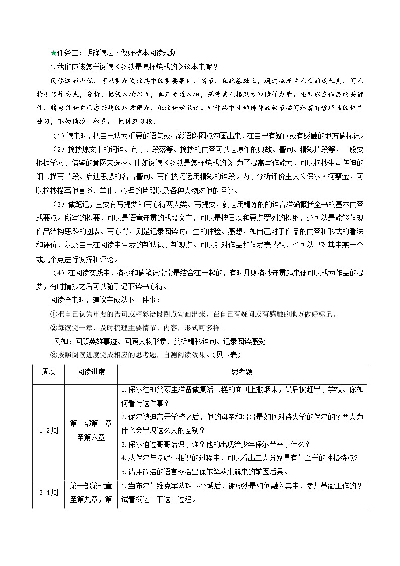 第五單元 《整本書閱讀〈鋼鐵是怎樣煉成的〉》導(dǎo)學(xué)案第3頁