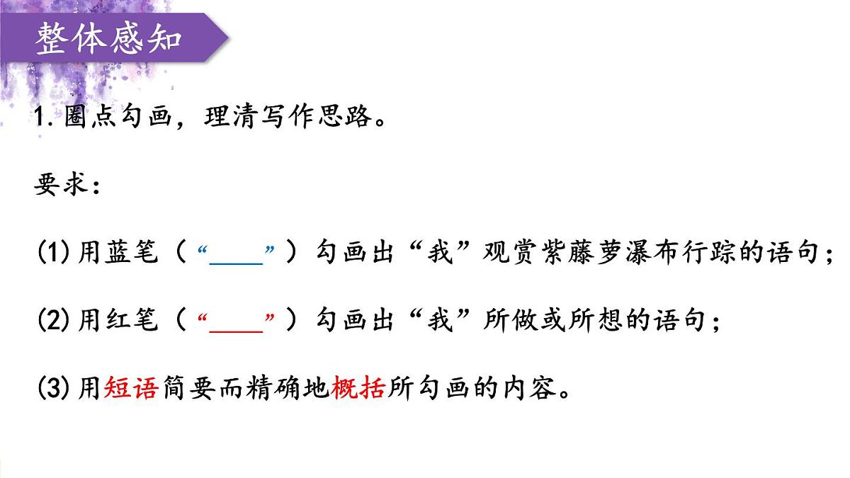 人教版初中七年级下册语文-第18课 紫藤萝瀑布(第一课时)【课件】第6页