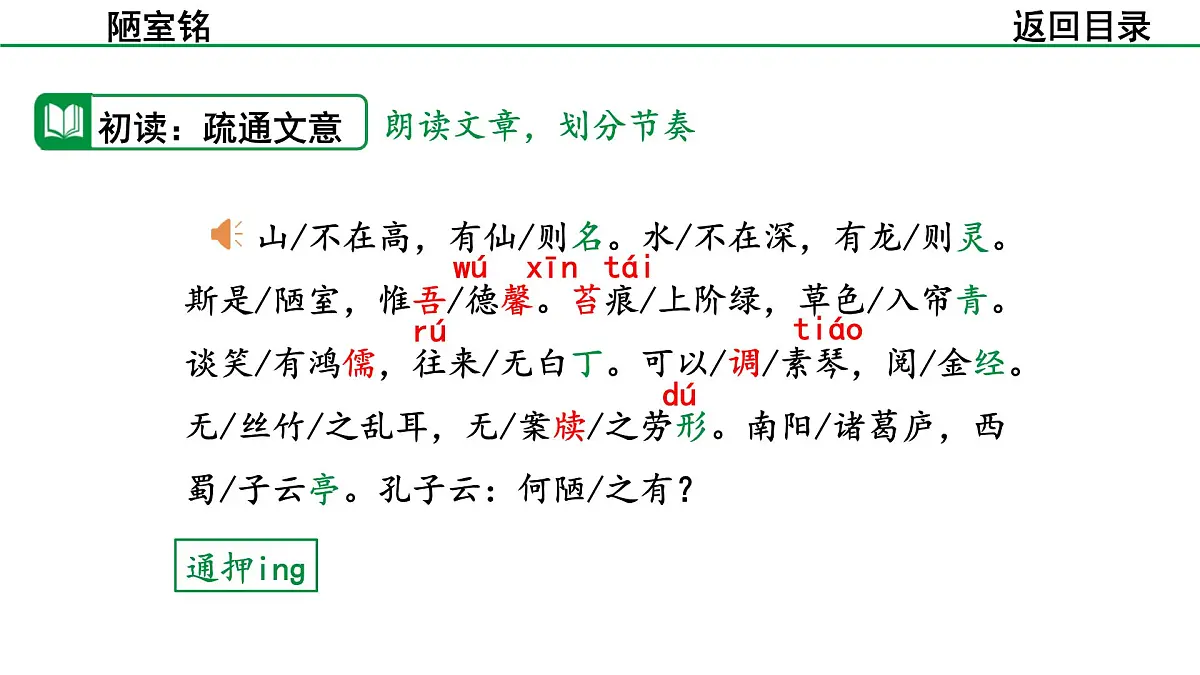 2024-2025年第二学期 部编版 语文 七年级下册 第四单元 17 陋室铭 课件第8页